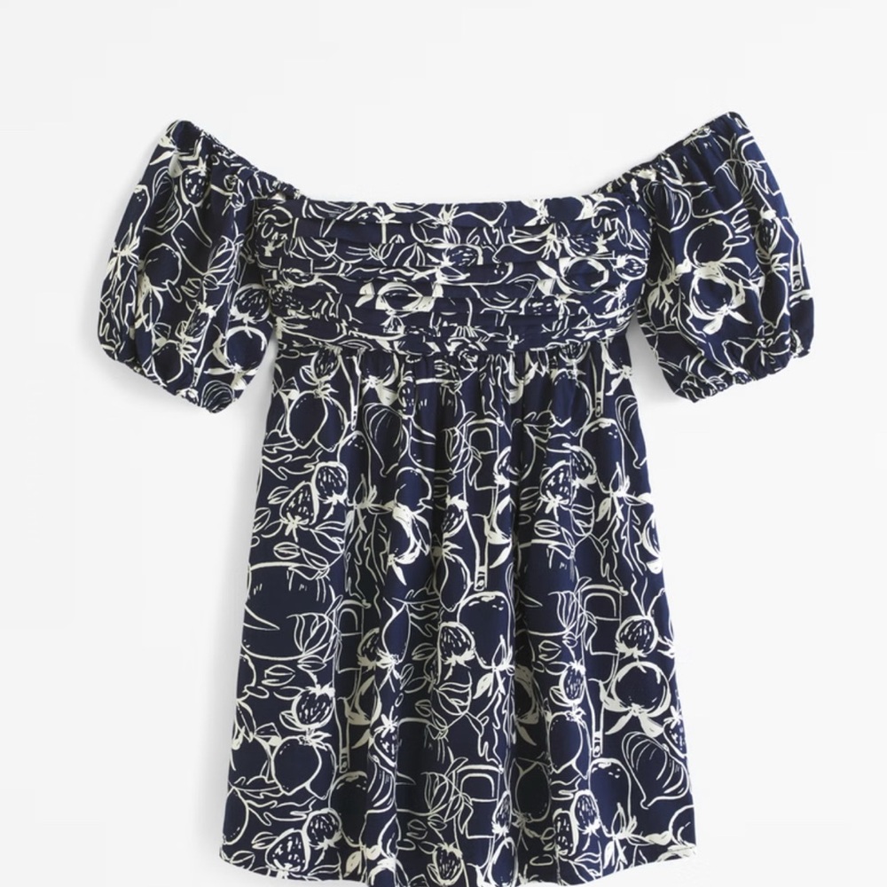 Abercrombie & Fitch Navy Off-Shoulder Floral Strapless Dress - Picture 2 of 5